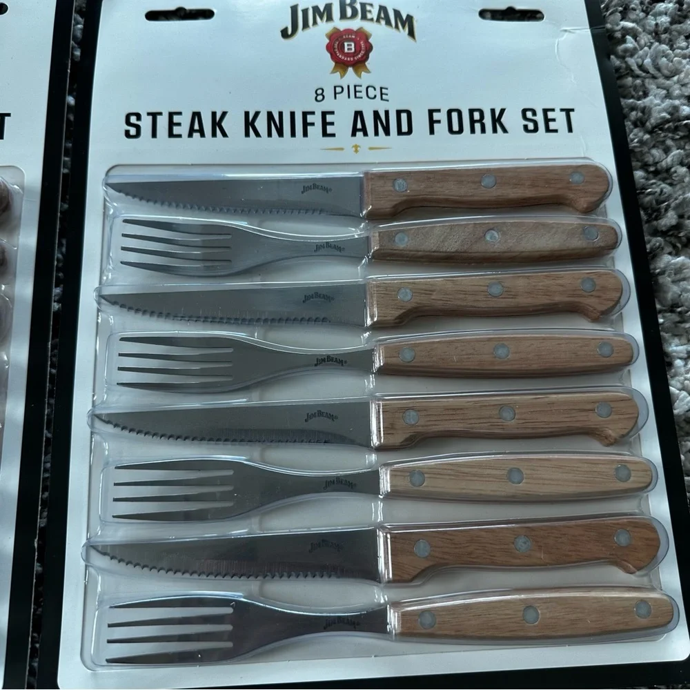 Jim Beam Two Sets of 8 Steak Knives and Forks